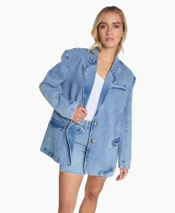 Dames Alix The Label Blazers*Blazer Woven Denim Blauw