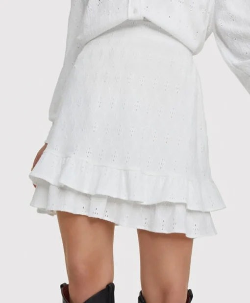 Dames Alix The Label Rokken*Minirok Knitted Jersey Broderie Skirt Off White