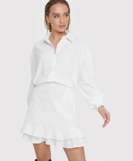 Dames Alix The Label Rokken*Minirok Knitted Jersey Broderie Skirt Off White