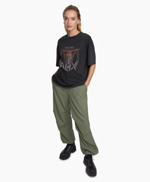 Dames Alix The Label T-Shirts & Tops*T-Shirt Korte Mouw Knitted Bull Zwart