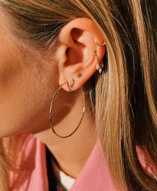 Dames Anna+nina Sieraden*Oorbellen Hammered Plain Hoop Earrings Xl Silver G Goud