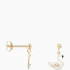 Dames Anna+nina Sieraden*Oorbellen Single Swan Lake Stud Earring Silver Gol Wit
