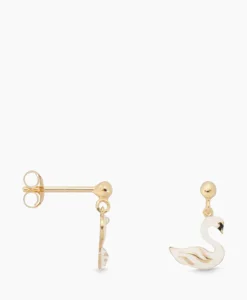 Dames Anna+nina Sieraden*Oorbellen Single Swan Lake Stud Earring Silver Gol Wit