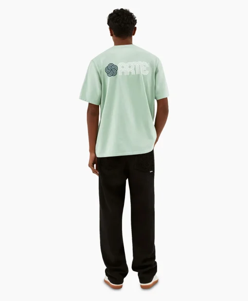 Heren Arte Antwerp T-Shirts*T-Shirt Korte Mouw Circle Flower Back Front Print Groen