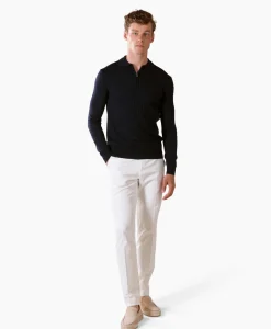 Heren Aurelien Truien*Pullover Rib Zip Polos Ls Donker Blauw