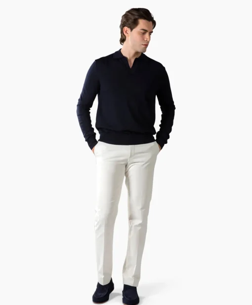 Heren Aurelien Truien*Pullover Buttonless Polo L Donker Blauw