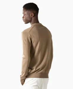 Heren Aurelien Truien*Pullover Buttonless Polo L Taupe