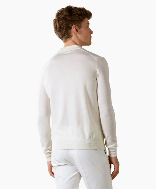 Heren Aurelien Truien*Pullover Rib Zip Polos Ls Ivoor / Naturel