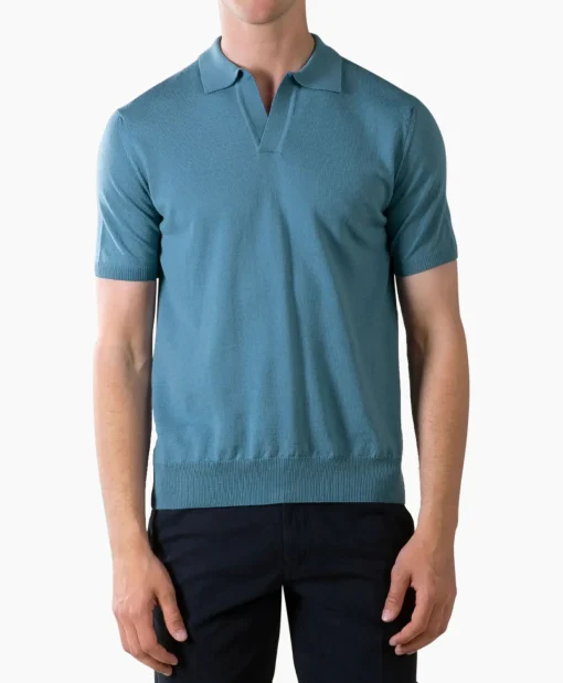 Heren Aurelien Polo's*Polo Buttonless Sl Blauw