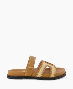 Dames Bibi Lou Sandalen*Sandaal Zonder Hak Leather And Rafia Licht Bruin