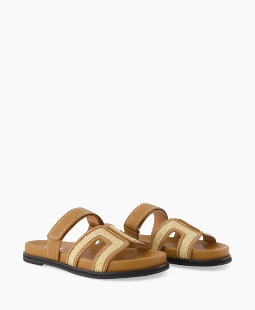 Dames Bibi Lou Sandalen*Sandaal Zonder Hak Leather And Rafia Licht Bruin
