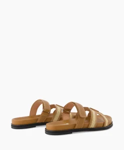 Dames Bibi Lou Sandalen*Sandaal Zonder Hak Leather And Rafia Licht Bruin
