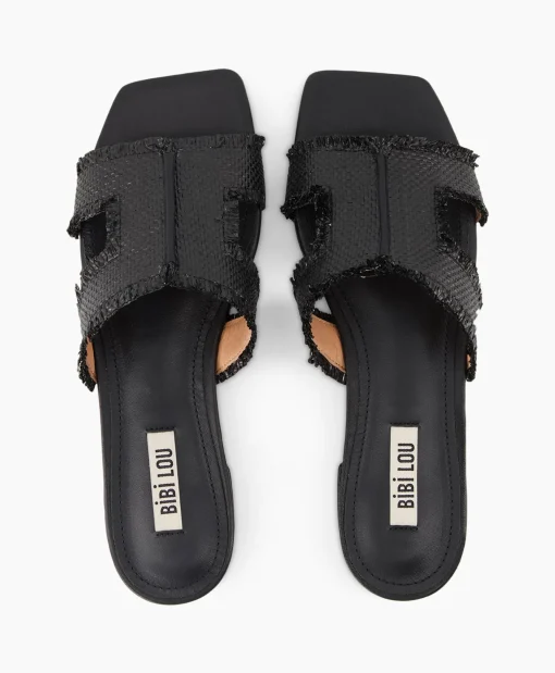 Dames Bibi Lou Sandalen*Sandaal Zonder Hak Rafia Zwart
