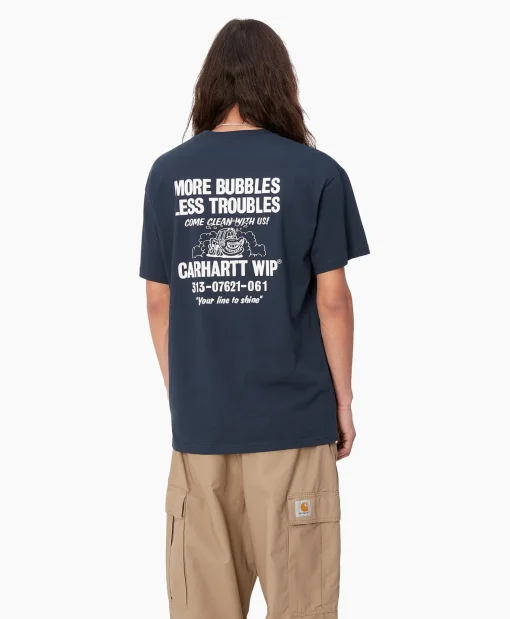 Heren Carhartt Wip T-Shirts*T-Shirt Korte Mouw S/S Less Troubles Blauw