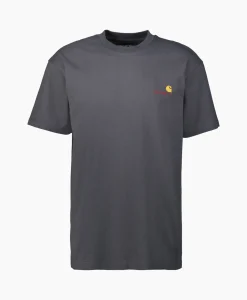 Heren Carhartt Wip T-Shirts*T-Shirt S/S American Script Organic Cotton Donker Blauw