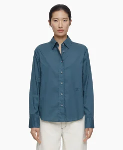 Dames Closed Blouses*Blouse Fitted Blauw