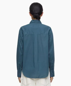 Dames Closed Blouses*Blouse Fitted Blauw
