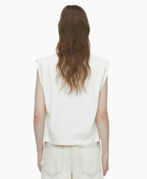 Dames Closed T-Shirts & Tops*Top Pleated Sleeveless Off White