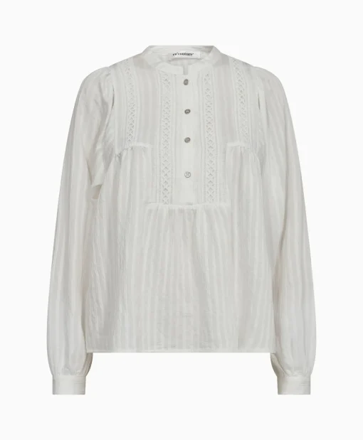 Dames Co'couture Blouses*Co'Couture Blouse Selma Placket Wit