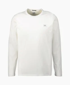 Heren Cp Company T-Shirts*Longsleeve Mercerized Jersey Wit
