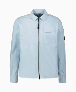Heren Cp Company Jassen*Overshirt Gabardine Zipped Licht Blauw