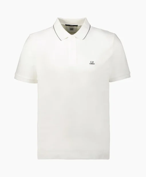 Heren Cp Company Polo's*Polo Stretch Piquet Striped Collar Wit