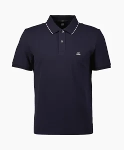 Heren Cp Company Polo's*Polo Stretch Piquet Striped Collar Donker Blauw