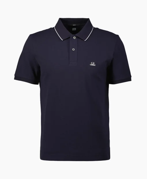 Heren Cp Company Polo's*Polo Stretch Piquet Striped Collar Donker Blauw