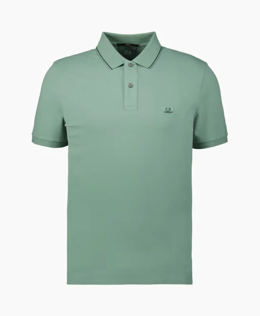 Heren Cp Company Polo's*Polo Stretch Piquet Striped Collar Licht Groen