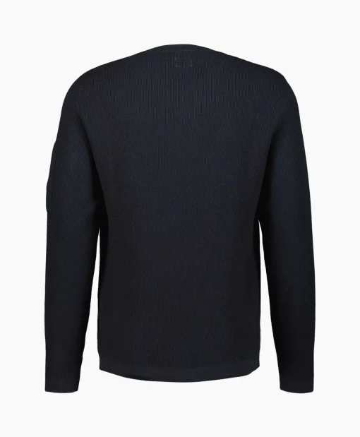 Heren Cp Company Truien*Pullover Sea Island Lens Ribbed Knit Donker Blauw