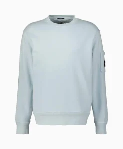 Heren Cp Company Truien*Sweater Cotton Diagonal Fleece Lens Licht Blauw
