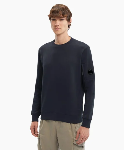 Heren Cp Company Truien*Sweater Diagonal Raised Fleece Donker Blauw
