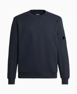 Heren Cp Company Truien*Sweater Diagonal Raised Fleece Donker Blauw