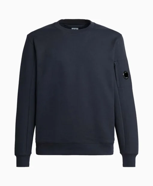 Heren Cp Company Truien*Sweater Diagonal Raised Fleece Donker Blauw