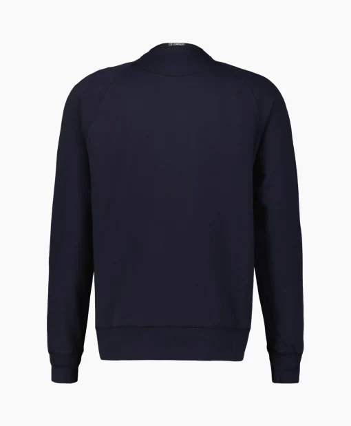 Heren Cp Company Truien*Sweater Light Fleece Logo Donker Blauw