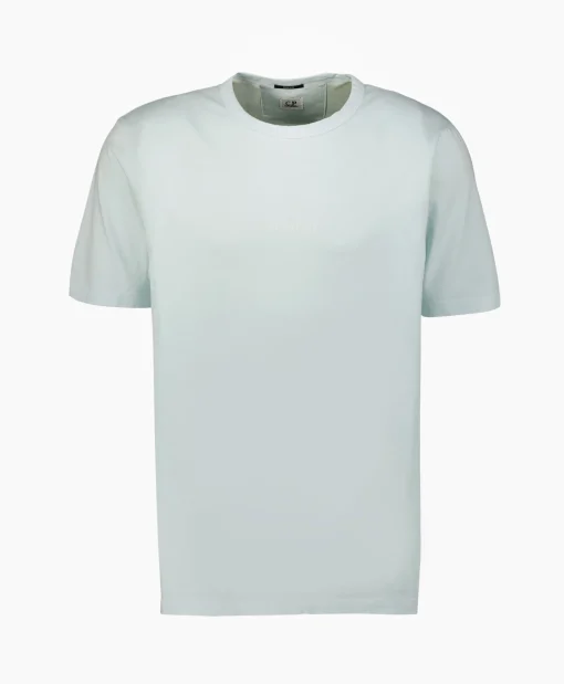 Heren Cp Company T-Shirts*T-Shirt Jersey Resist Dyed Logo Licht Blauw