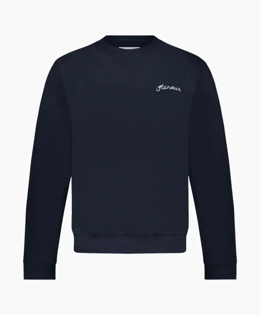 Heren Flâneur Truien*Flaneur Sweater Signature Donker Blauw