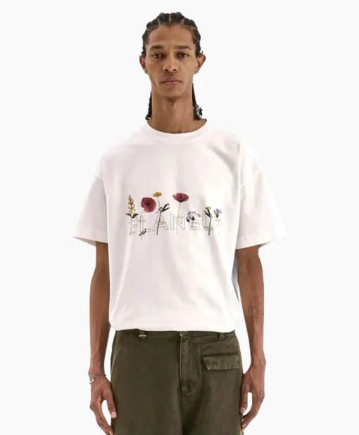 Heren Flâneur T-Shirts*Flaneur T-Shirt Korte Mouw Botanical Wit
