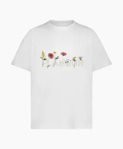 Heren Flâneur T-Shirts*Flaneur T-Shirt Korte Mouw Botanical Wit