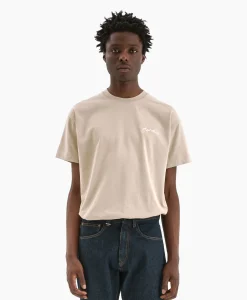 Heren Flâneur T-Shirts*Flaneur T-Shirt Korte Mouw Signature Beige
