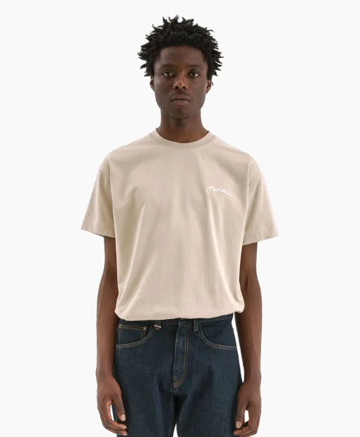 Heren Flâneur T-Shirts*Flaneur T-Shirt Korte Mouw Signature Beige