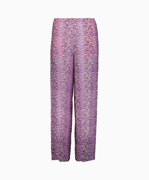 Dames Forte_forte Broeken*Pantalon Heartbeat Print Ramie Muslin Paars