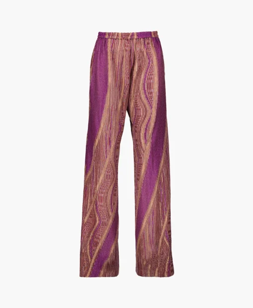 Dames Forte_forte Broeken*Pantalon Lurex Jacquard Jersey Flared Paars