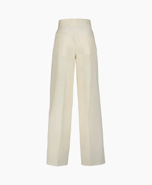 Dames Forte_forte Broeken*Pantalon Viscose Cotton Chic Twill 5 Pockets Ecru