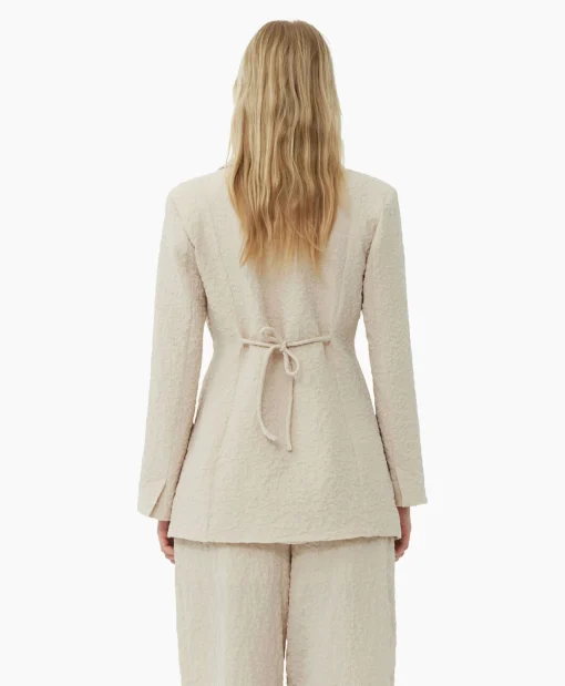 Dames Ganni Blazers*Blazer Textured Suiting Tiestring Beige