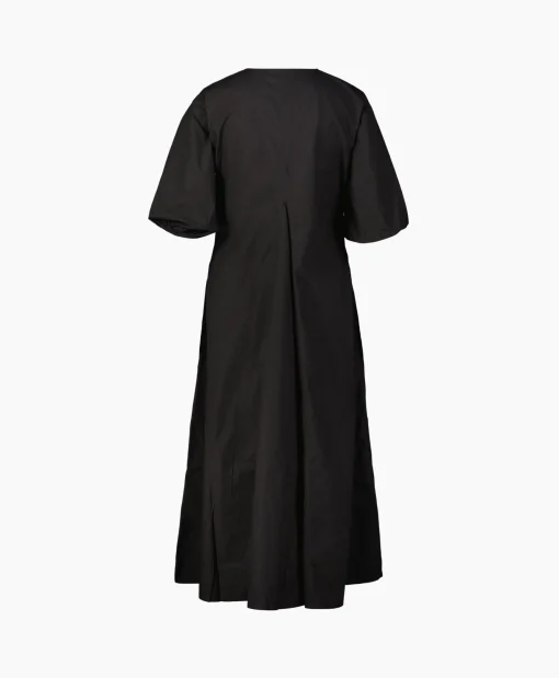 Dames Ganni Jurken*Maxi Jurk Cotton Poplin V-Neck Long Zwart