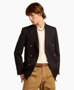 Heren Golden Goose Colberts*Blazer Golden M's Double Breasted Gabardine Wool Donker Blauw
