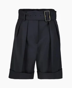 Dames Golden Goose Broeken*Korte Broek Golden W's Short Compact Gabardine Woo Donker Blauw