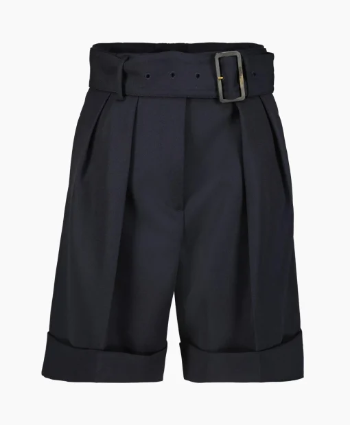 Dames Golden Goose Broeken*Korte Broek Golden W's Short Compact Gabardine Woo Donker Blauw