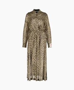 Dames Golden Goose Jurken*Midi Jurk Golden W's Chemisier Leopard Print Fil C Beige